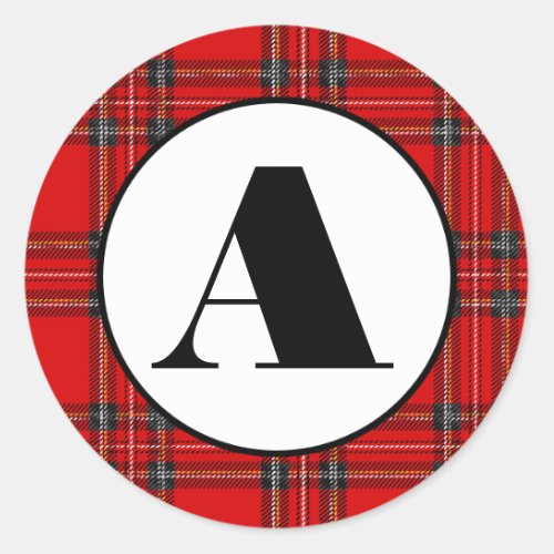 Red Plaid _ Circle Sticker