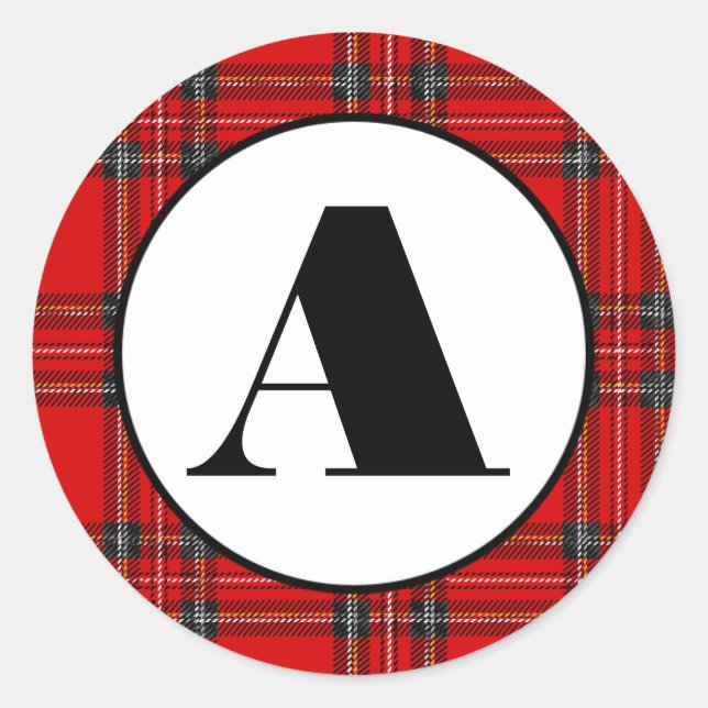 Red Plaid - Circle Sticker (Front)