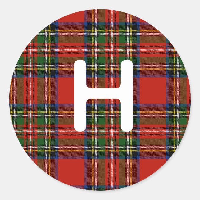 Red Plaid Classic Round Sticker (Front)