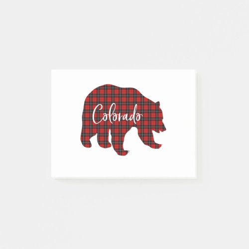 Red Plaid Colorado Bear Matching Pajama Post_it Notes
