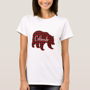 Red Plaid Colorado Bear Matching Pajama T-Shirt