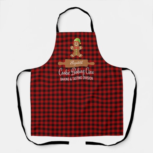 Red Plaid Cookie Baking Crew Red Christmas Apron
