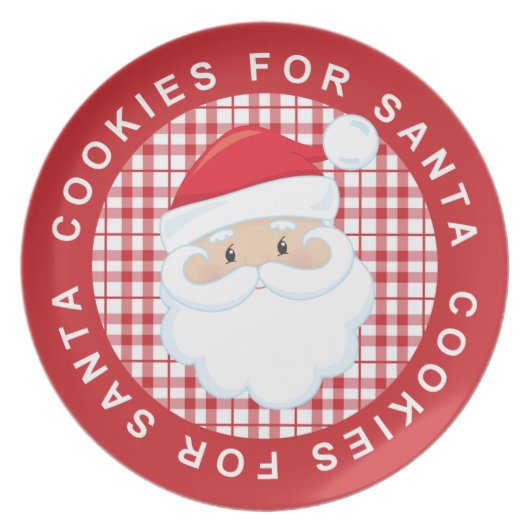 Red Plaid Cookies For Santa Plate (Front)