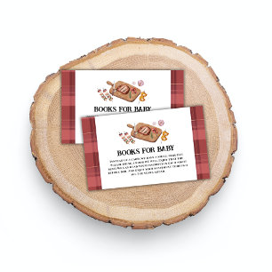 Red Plaid Country Baby Q Books For Baby Shower  Enclosure Card