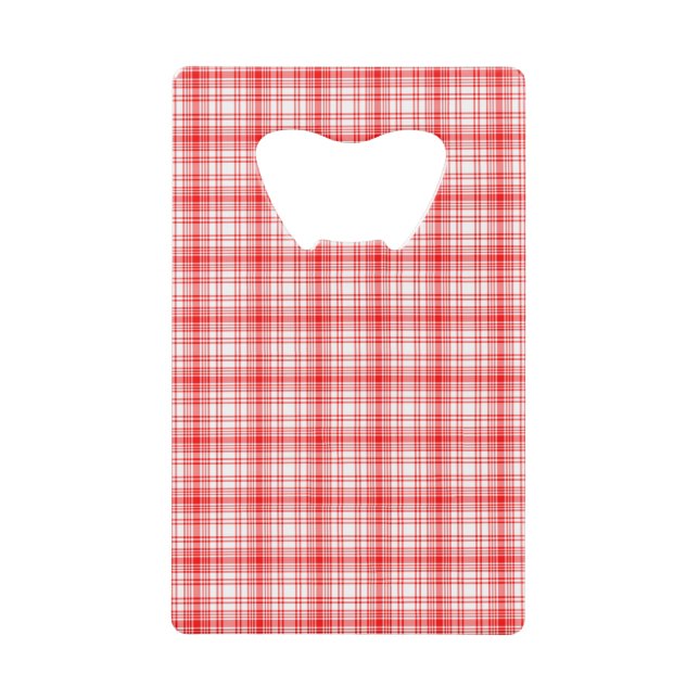 Red Plaid Credit Card Bottle Opener (Front)