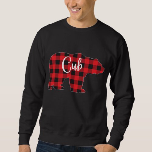 Red Plaid Cub Bear Matching Pajama Family Buffalo  Sweatshirt