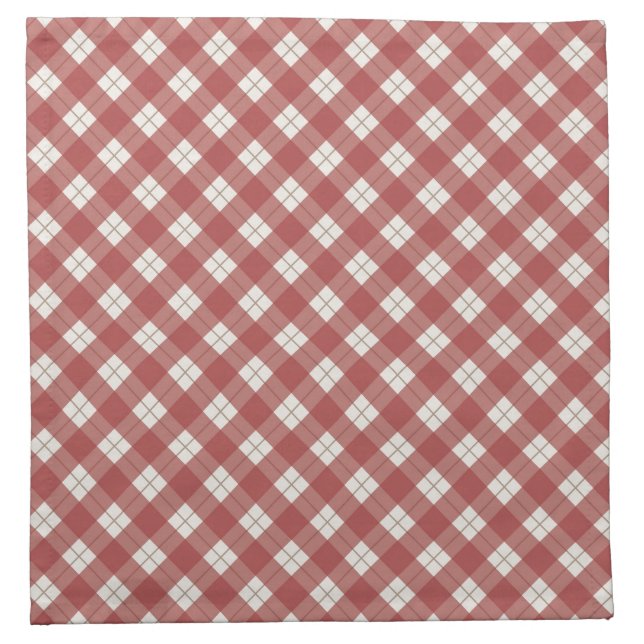 Red Plaid Custom Background Cloth Napkin (Front)