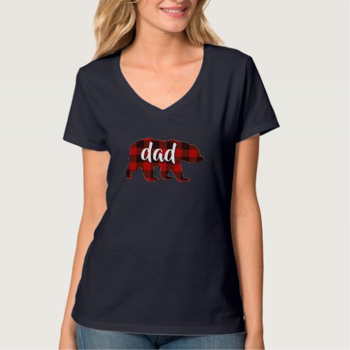 Red Plaid Dad Buffalo Matching Family Papa Pajama  T_Shirt