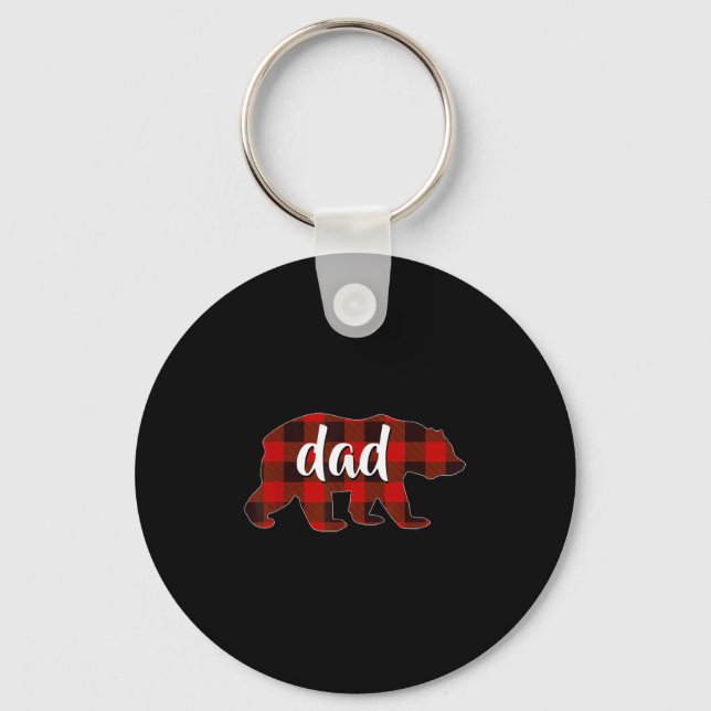 Red Plaid Dad Buffalo Matching Family Papa Pyjamas Keychain (Front)