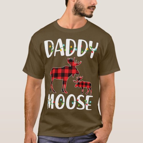 Red Plaid Daddy Moose Matching Family Pajama Chris T_Shirt