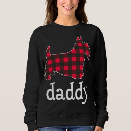 Red Plaid Daddy Scottie Dog Christmas Matching Fam Sweatshirt