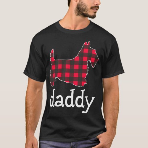 Red Plaid Daddy Scottie Dog Christmas Matching Fam T_Shirt