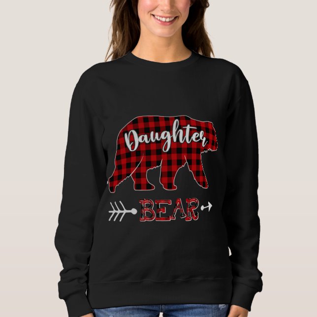 Red Plaid Daughter Bear Shirt Matching Pajama Fami (Front)