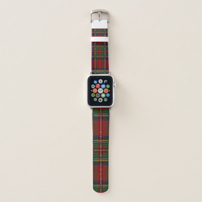 Red Plaid Design Apple Watch Band.