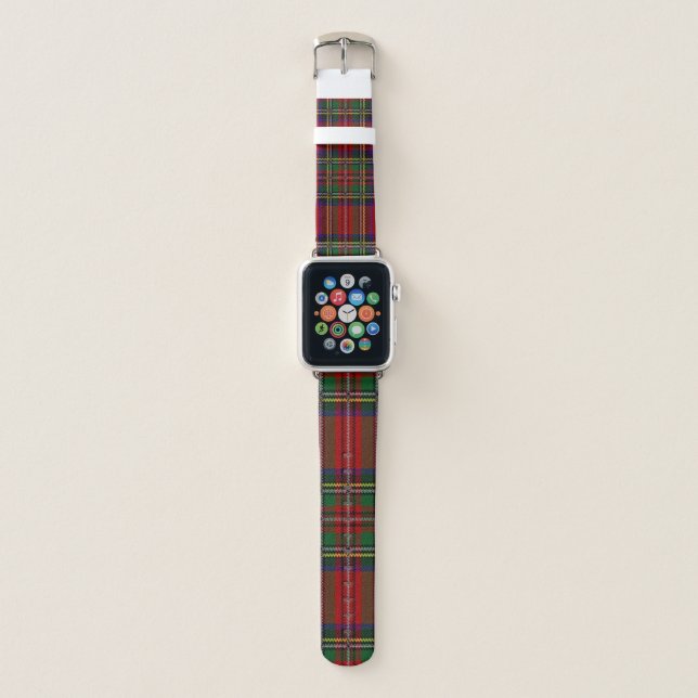 Red Plaid Design Apple Watch Band. Band (Front)
