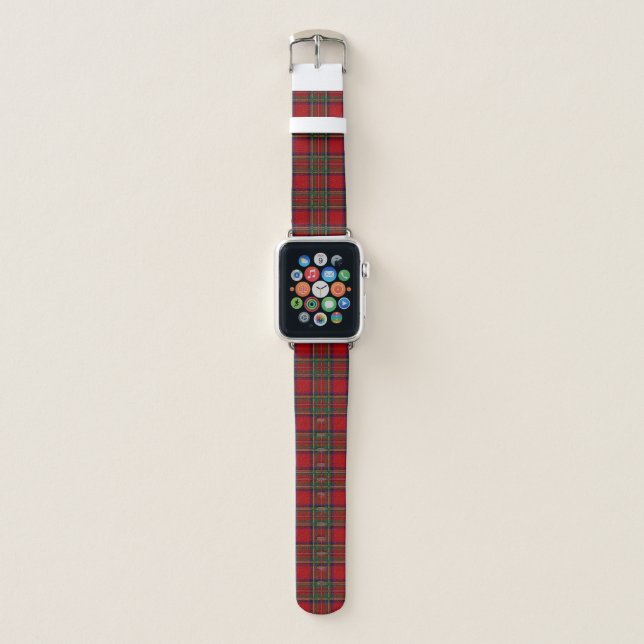 Red Plaid Design Apple Watch Band. Band (Front)
