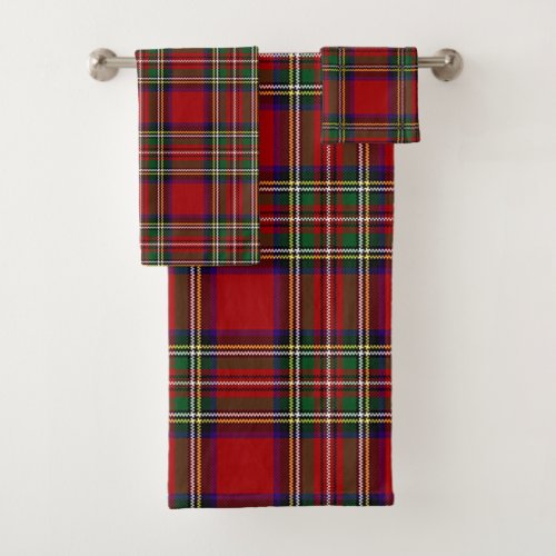 Red Plaid Design Bath Towel Set