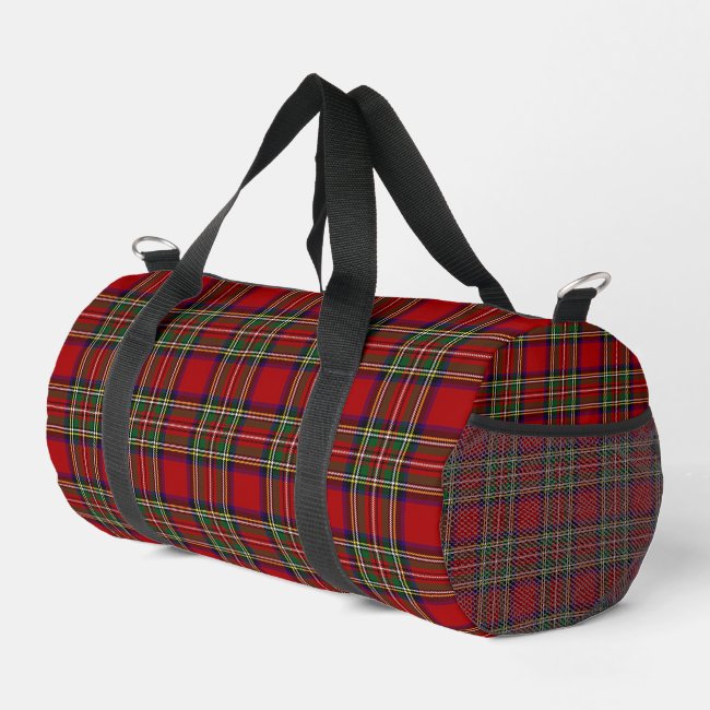 Red Plaid Design Duffel Bag