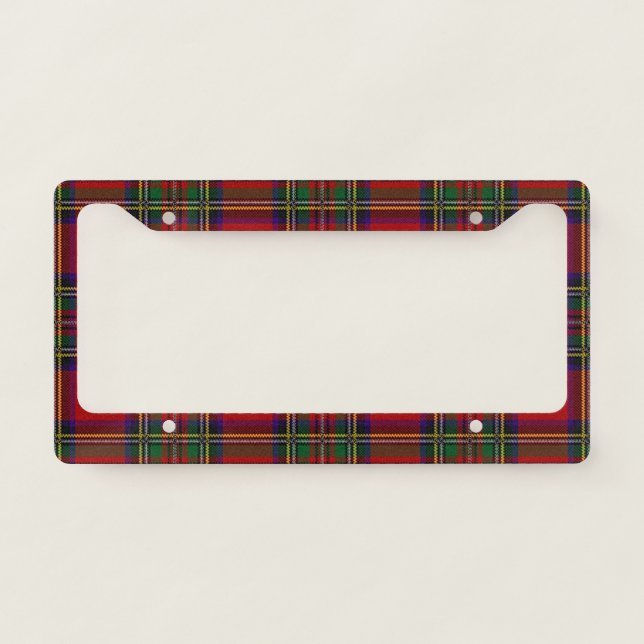 Red Plaid Design License Plate Frame (Front)