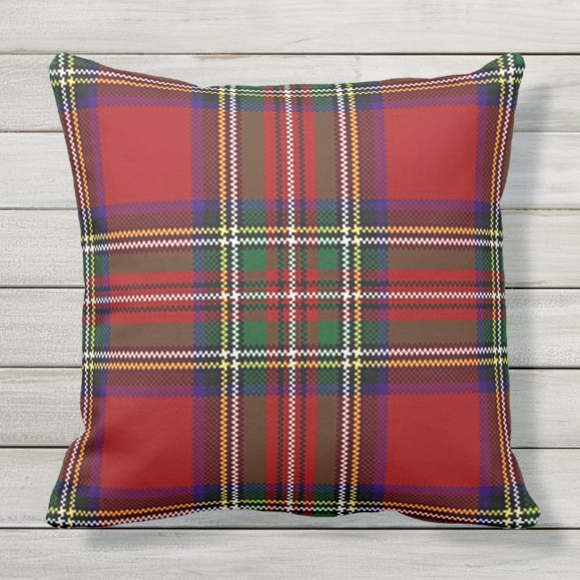 Red Plaid Design Outdoor Throw Pillow
