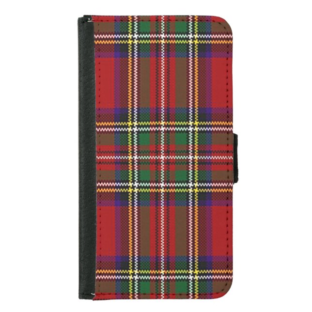 Red Plaid Design Wallet Case (Front)