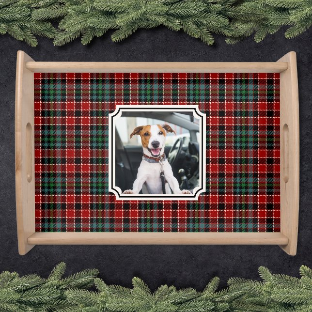 Red Plaid Dog Photo Collage Custom Serving Tray (Red Plaid Dog Photo Collage Custom Serving Tray)