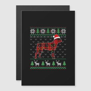 Red Plaid Dog Ugly Christmas Lights Boston Terrier Magnetic Invitation