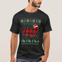 Red Plaid Dog Ugly Christmas Lights Corgi Dog Xmas T-Shirt