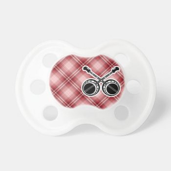 Red Plaid Dueling Banjos Pacifier by MusicPlanet at Zazzle