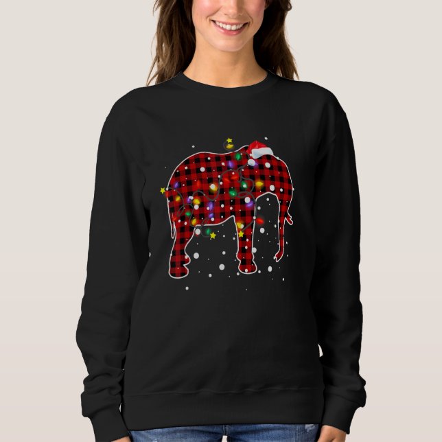 Red Plaid Elephant Christmas Pajamas Family Xmas L Sweatshirt (Front)