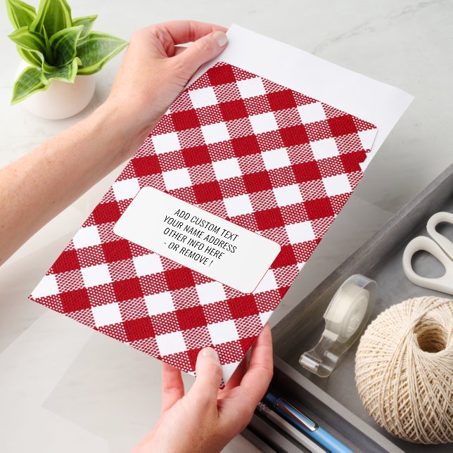Red Plaid Envelope Mailers Personalized (Desk)