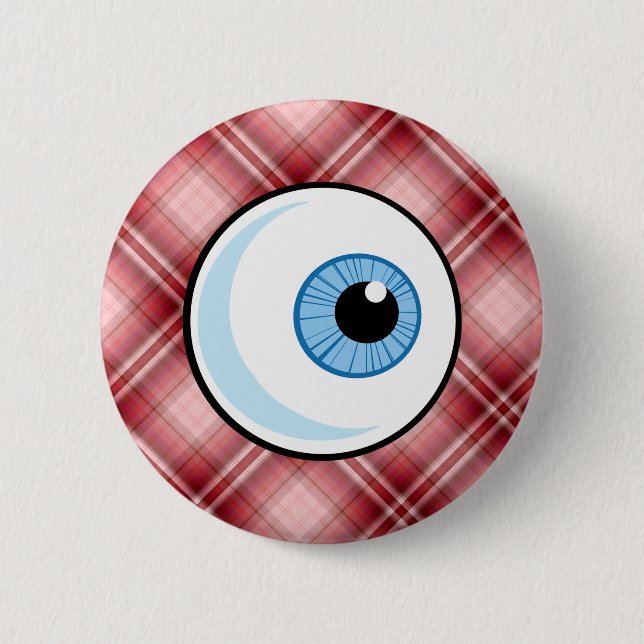 Red Plaid Eyeball Button (Front)