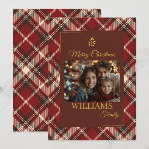 Red Plaid Family Christmas Card