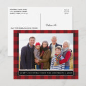 Red Plaid Family Photo Merry Christmas Postcard | Zazzle