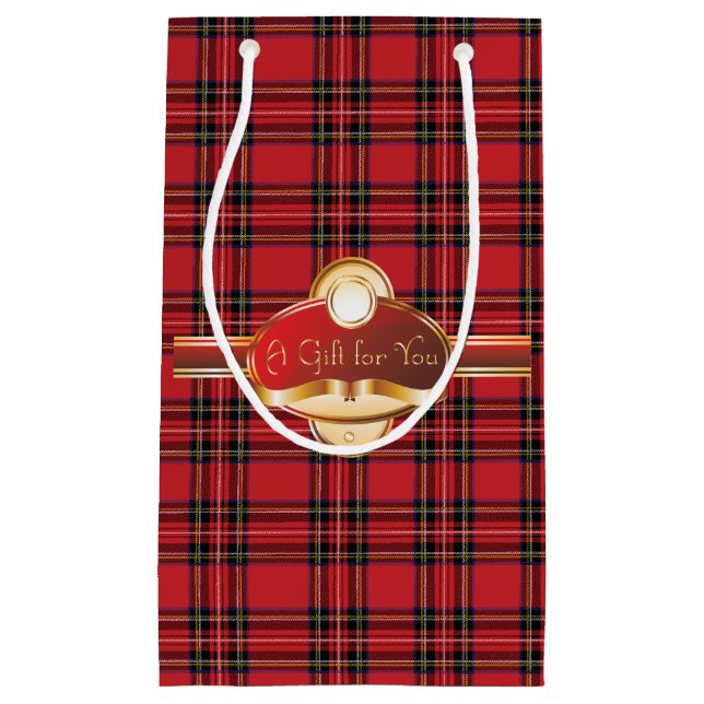 Red Plaid Fancy Label Gift Bag (Front)