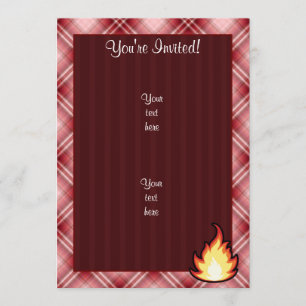 Red Plaid Fire Flame Invitation