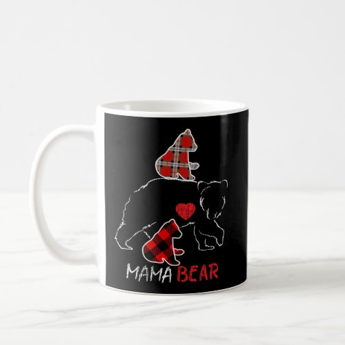 Red Plaid Flannel Mama Bear Proud Mom Family Match Coffee Mug