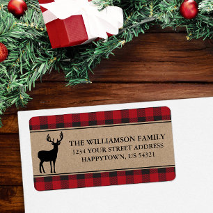 Red Plaid Forest Kraft Return Address Labels