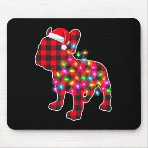 Red Plaid French Bulldog Christmas Pajamas Xmas Li Mouse Pad