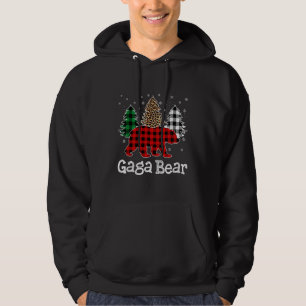 Red Plaid Gaga Bear Bear Christmas Tree Leopard Pa Hoodie