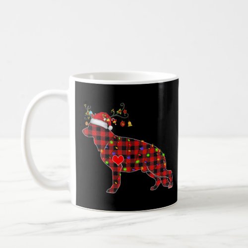 Red Plaid German Shepherd Reindeer Christmas Light Coffee Mug