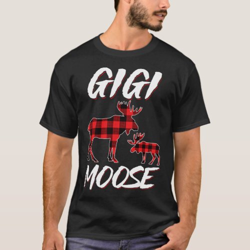 Red Plaid Gigi Moose Matching Family Pajama Christ T_Shirt