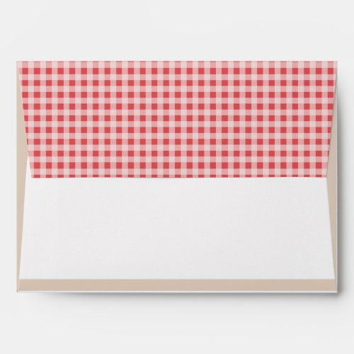 Red Plaid Gingam Simple Country Wedding Invite Envelope