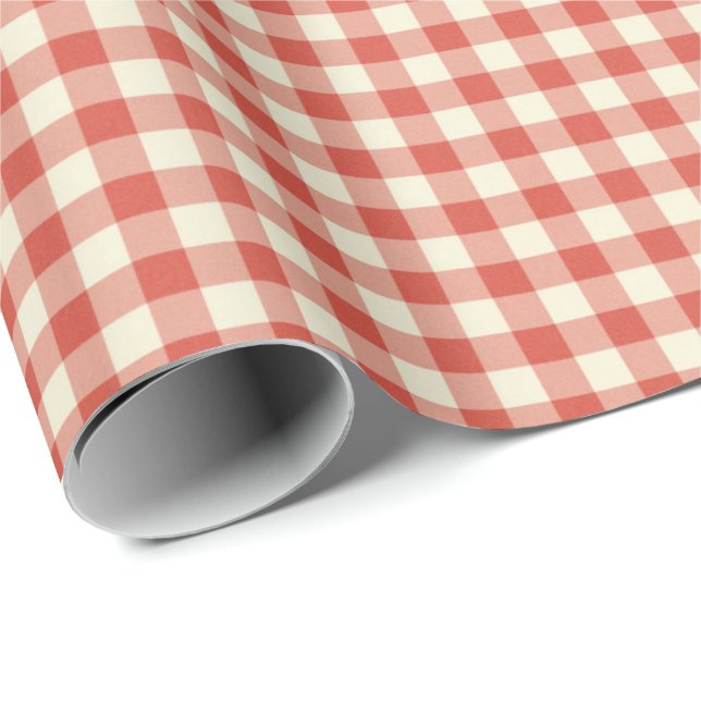 Red Plaid Gingham Country Farmhouse Simple Wrapping Paper (Roll Corner)