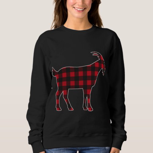 Red Plaid Goat Merry Christmas Matching Family Paj Sweatshirt