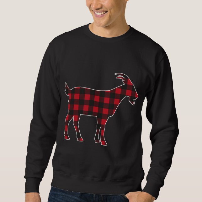 Red Plaid Goat Merry Christmas Matching Family Paj Sweatshirt (Front)