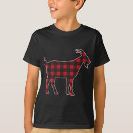 Red Plaid Goat Merry Christmas Matching Family Paj T-Shirt