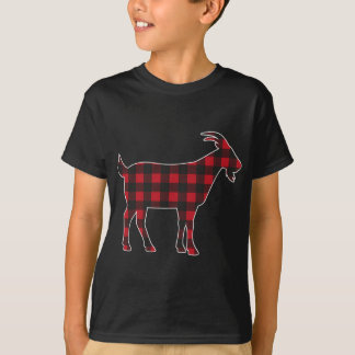 Red Plaid Goat Merry Christmas Matching Family Paj T-Shirt