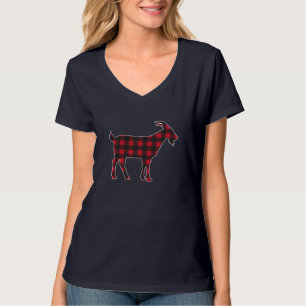 Red Plaid Goat Merry Christmas Matching Family Paj T-Shirt