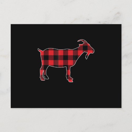 Red Plaid Goat Santa Christmas Announcement Postcard